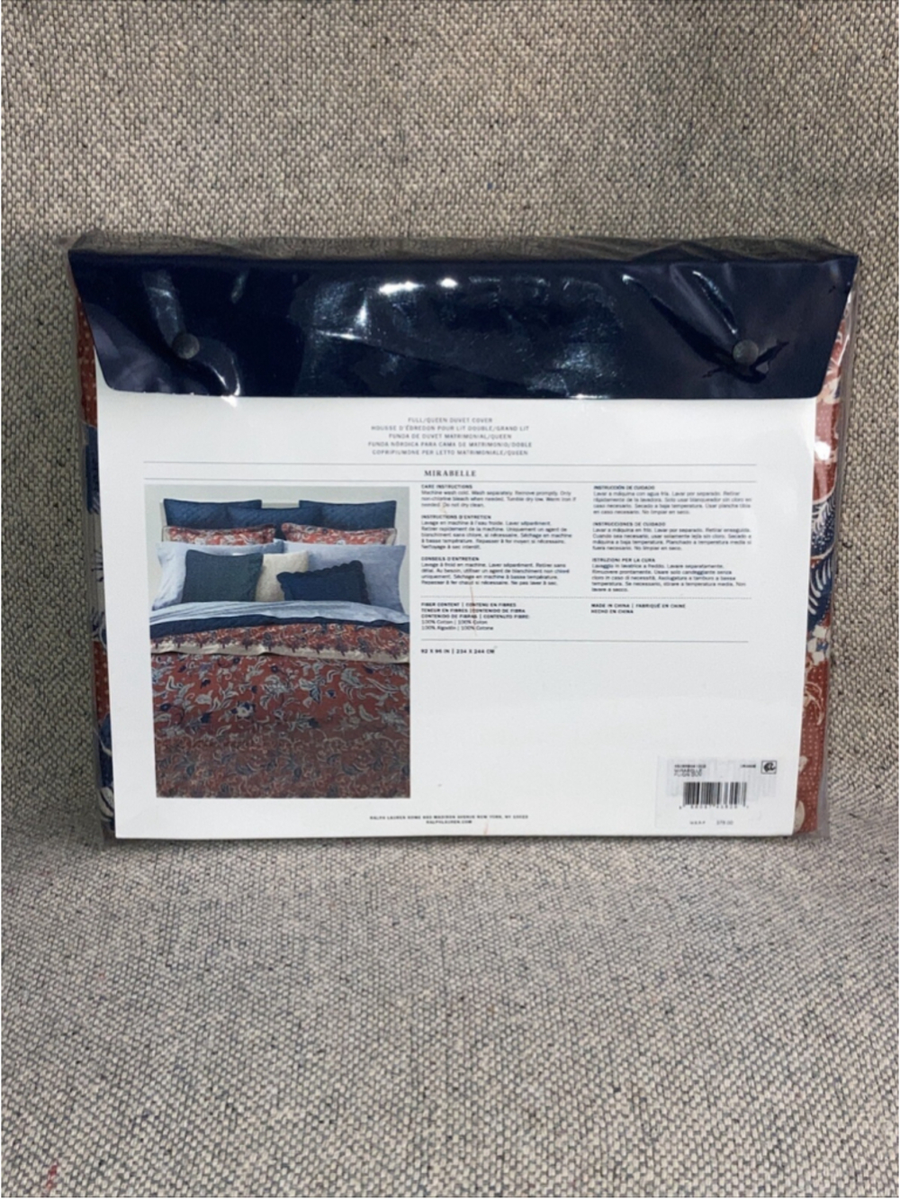 Ralph Lauren Mirabelle Floral Duvet Cover Rust Blue Queen Bedding Floral New - Picture 4 of 9